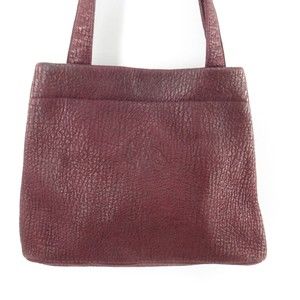Vtg Shoulder Handbag Women M Burgundy Pebbled Leather Lined Purse Bag